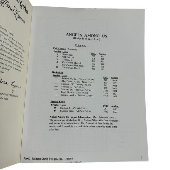 Vintage JEANETTE CREWS Cross Stitch Everyday Angels Alma Lynne Instruction Book - Picture 4 of 4